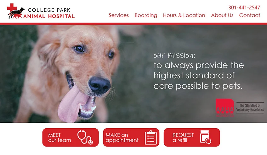 College Park Animal Hospital website