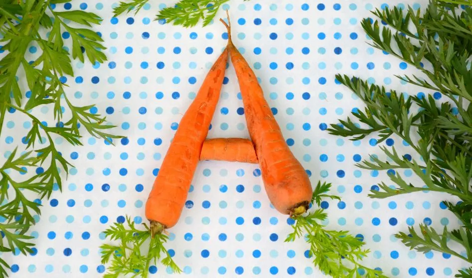 Carrot. The letter A with a carrot. Vitamin A